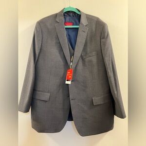MANTONI Mens 3 Piece Suit Jacket 46R Pant Gray Wool Two Button Suit m7.